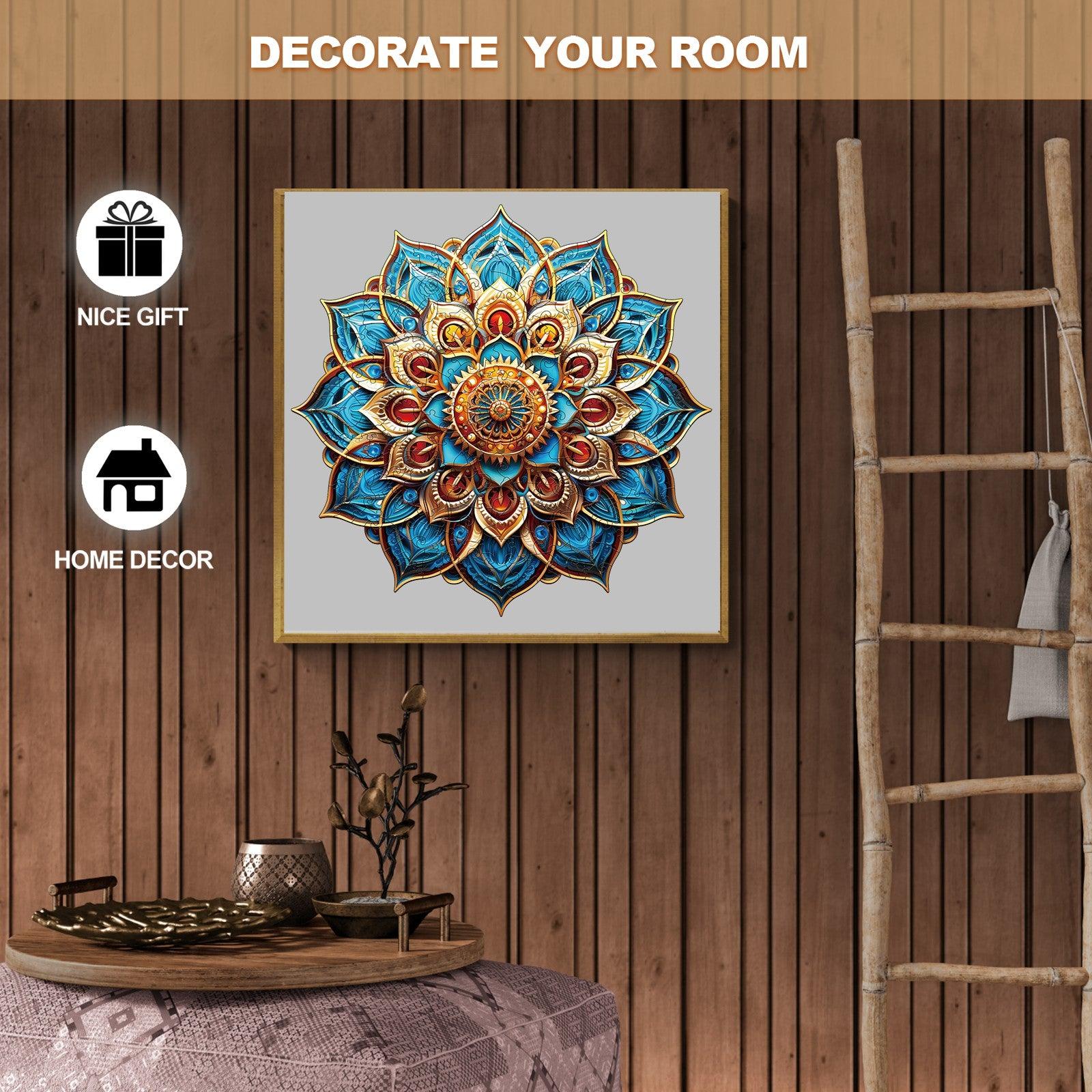 Mandala Blue Wooden Jigsaw Puzzle