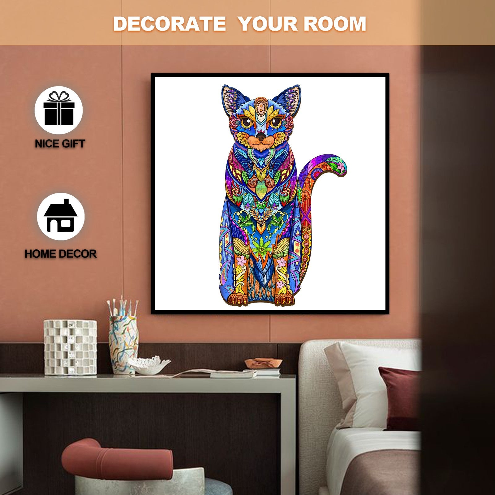 Keen Cat Wooden Jigsaw Puzzle