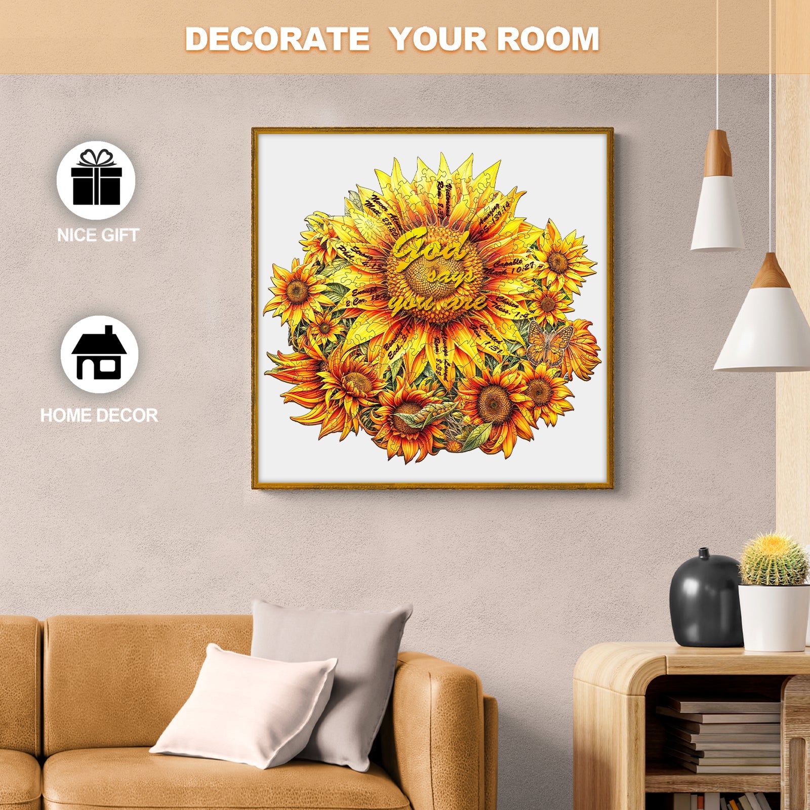 God's sunflower Wooden Jigsaw Puzzle