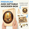 3D Sailing-1 wooden jigsaw puzzle in a premium gift box, includes a small wooden easel for display.