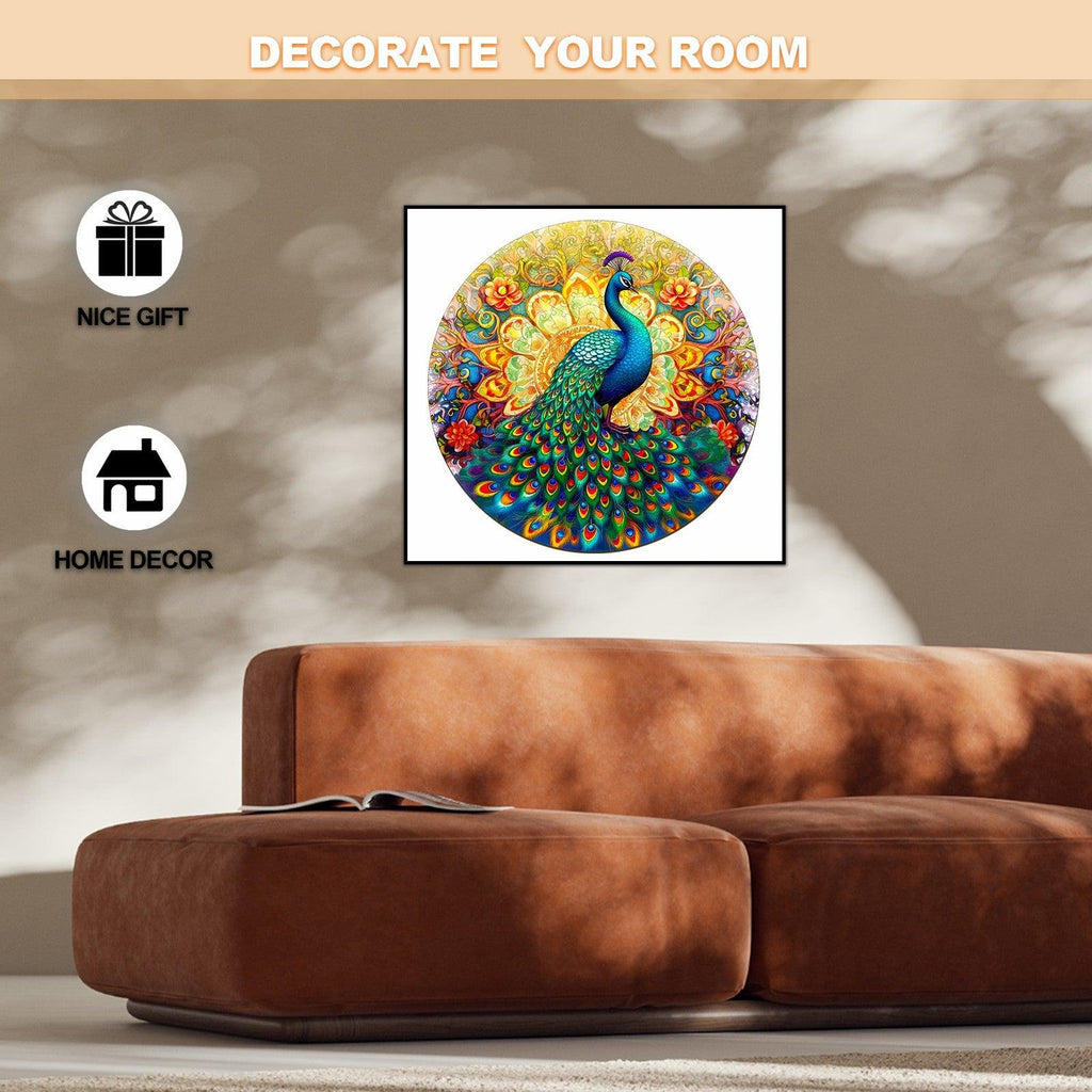 Mandala Peacock Wooden Jigsaw Puzzle