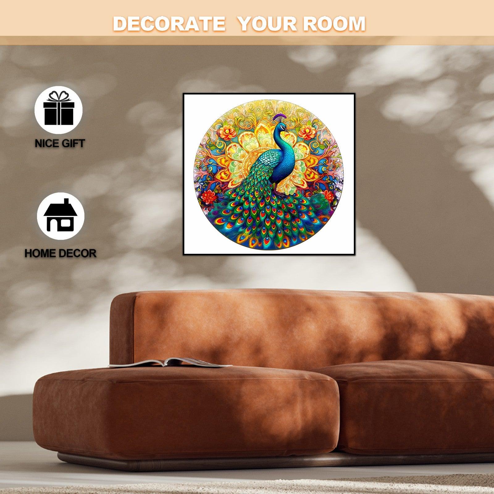 Mandala Peacock Wooden Jigsaw Puzzle