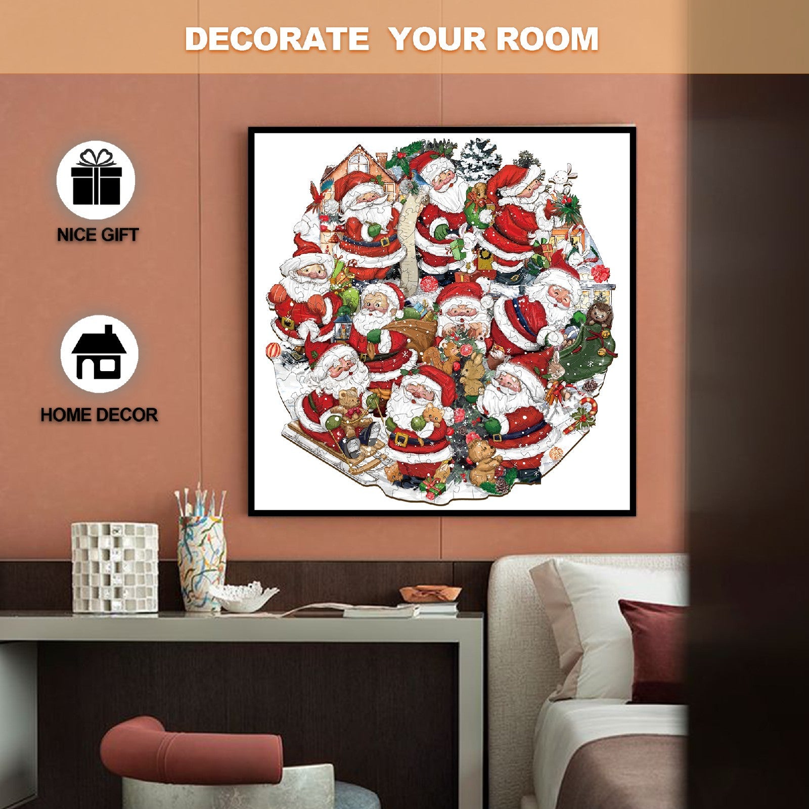 Merry Santa Wooden Jigsaw Puzzle