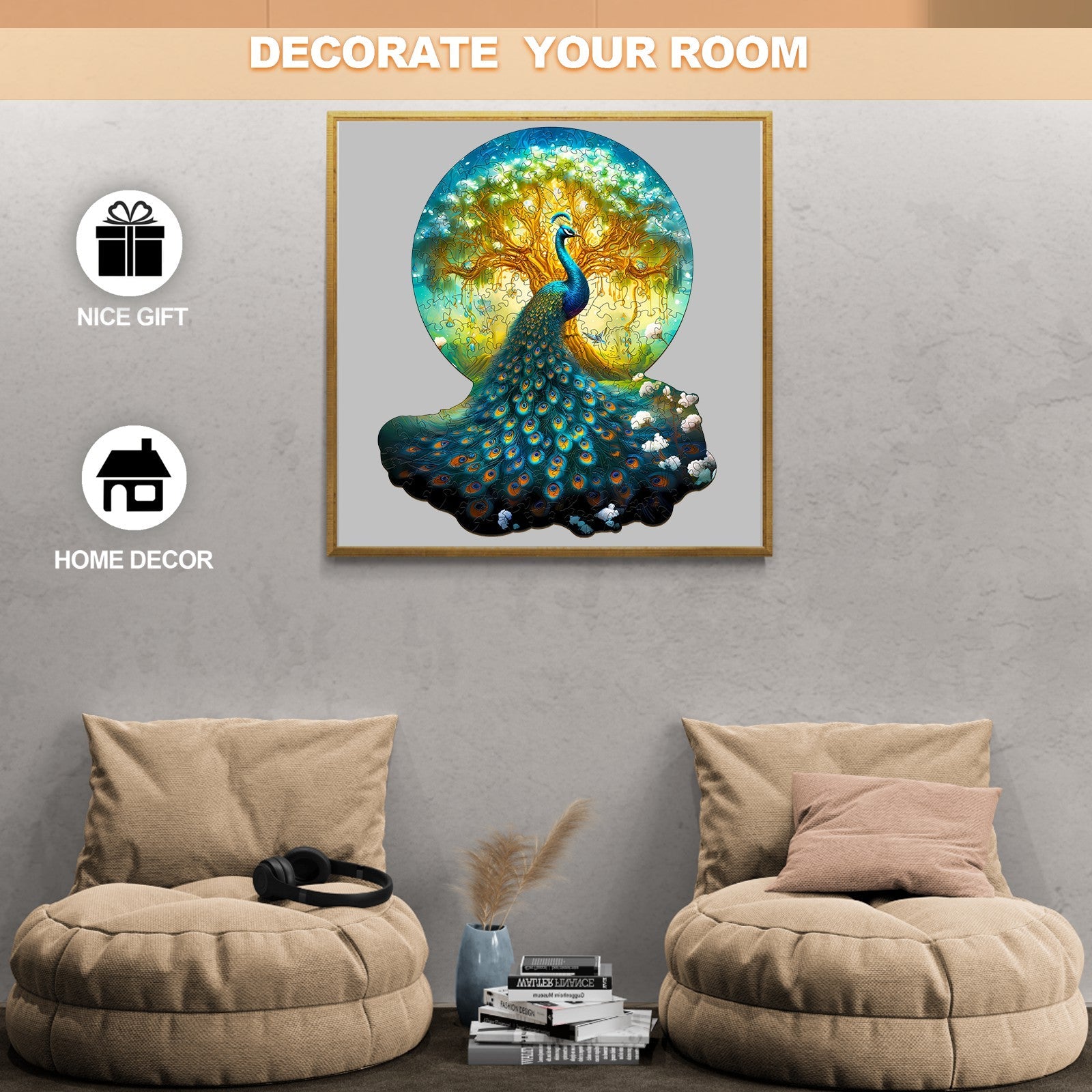 Noble Peacock-1 Wooden Jigsaw Puzzle