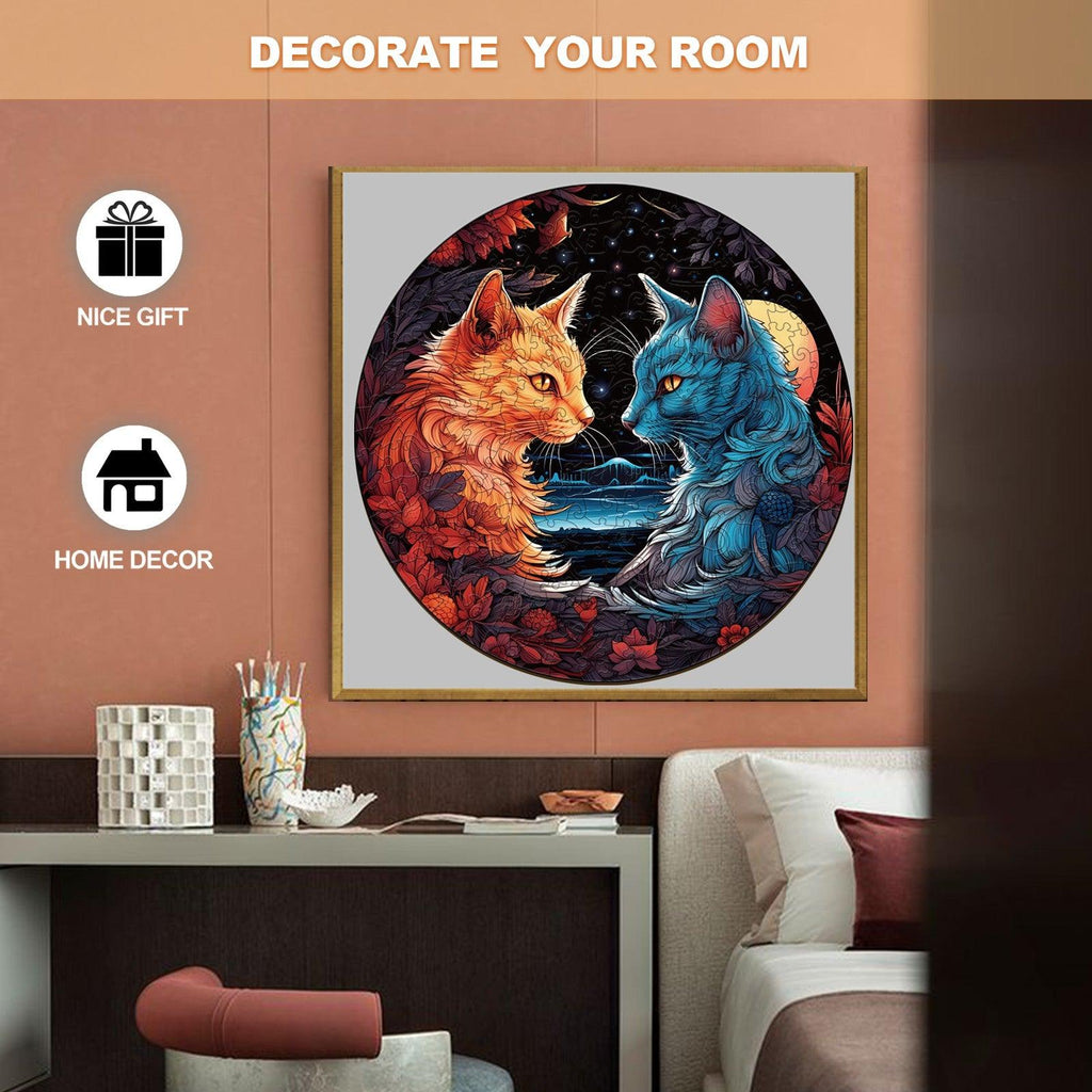 Yin Yang Cat-2 Wooden Jigsaw Puzzle