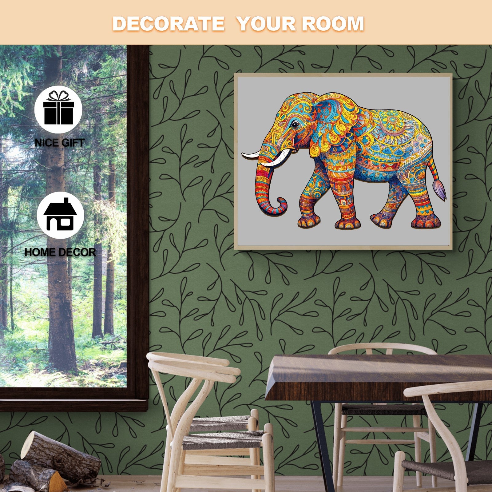 Walking Elephant Wooden Jigsaw Puzzle