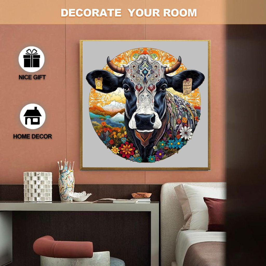 Leisurely Cow Wooden Jigsaw Puzzle