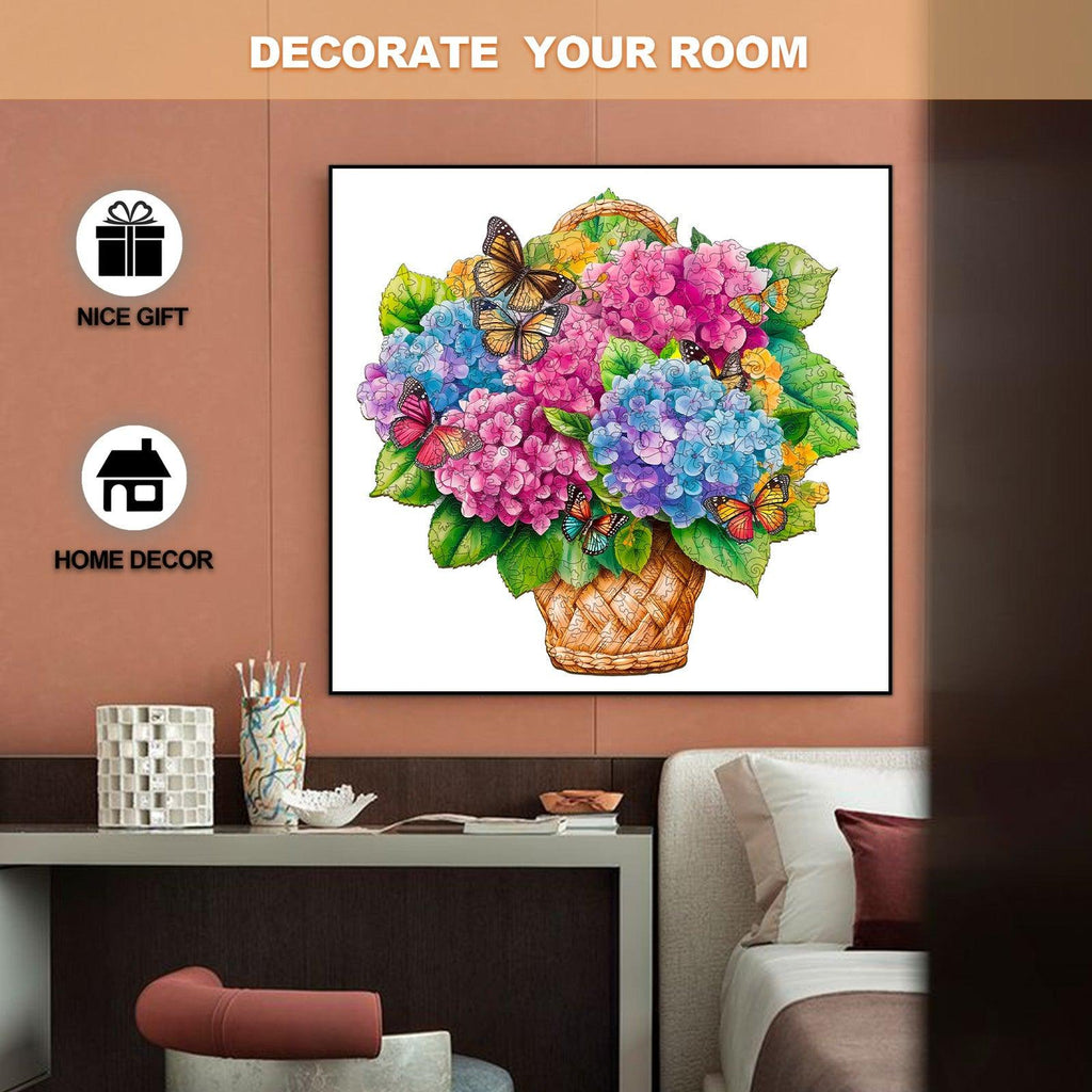 Flower Basket & Butterfly Wooden Jigsaw Puzzle