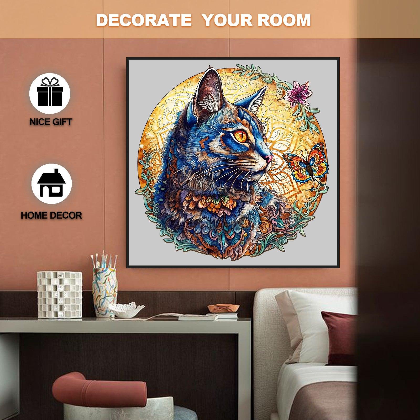 Cat and Butterfly Wooden Jigsaw Puzzle