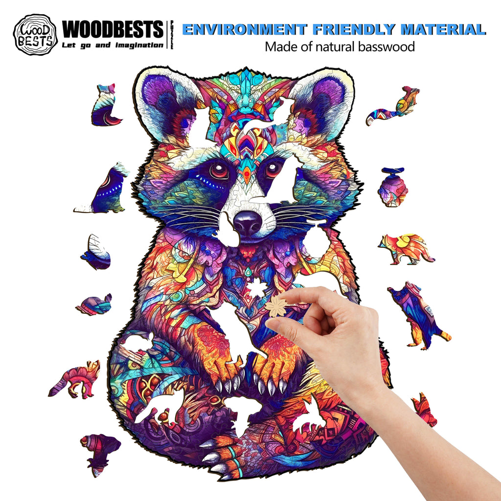 Resourceful Raccoon Wooden Jigsaw Puzzle