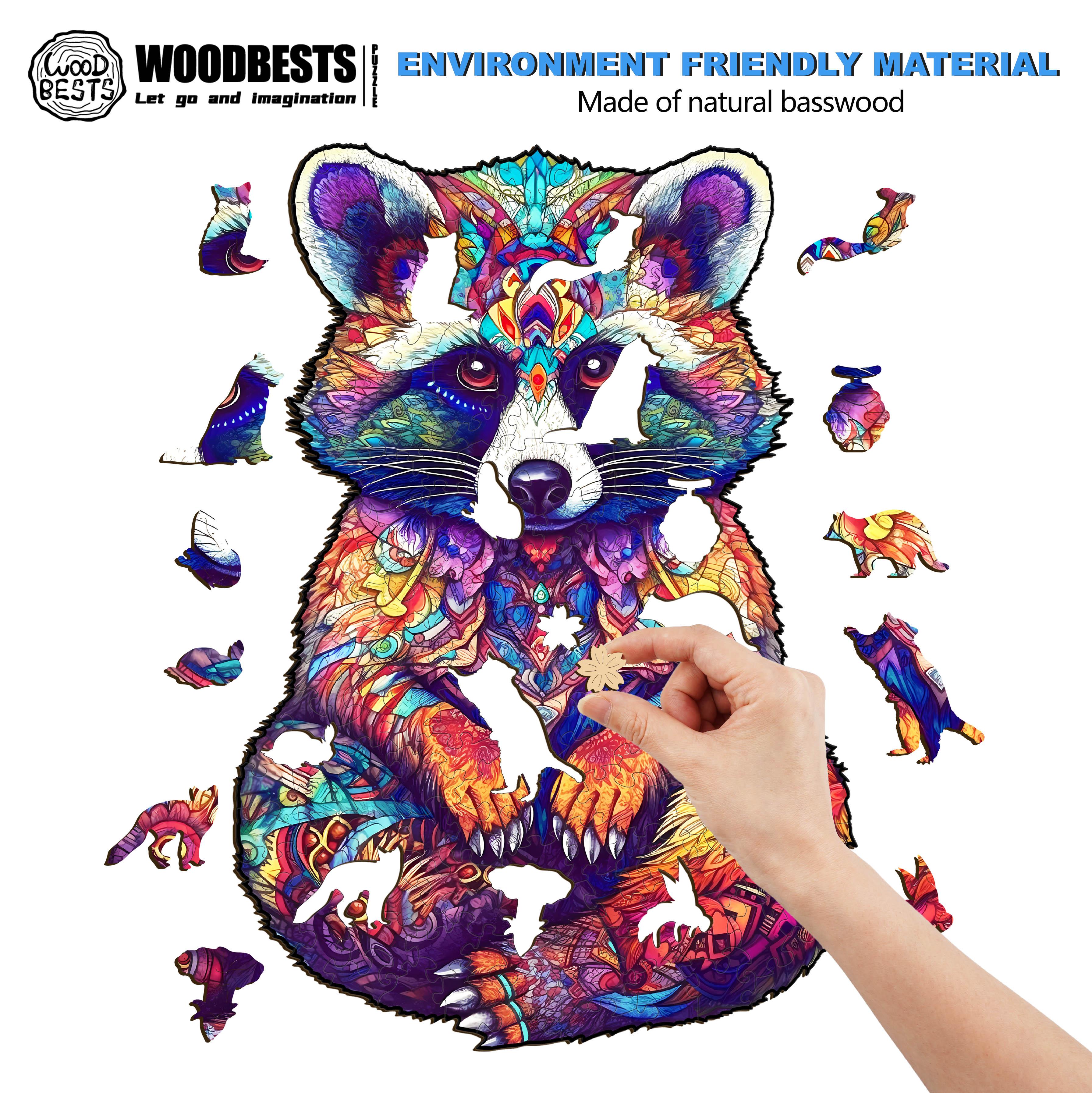 Resourceful Raccoon Wooden Jigsaw Puzzle