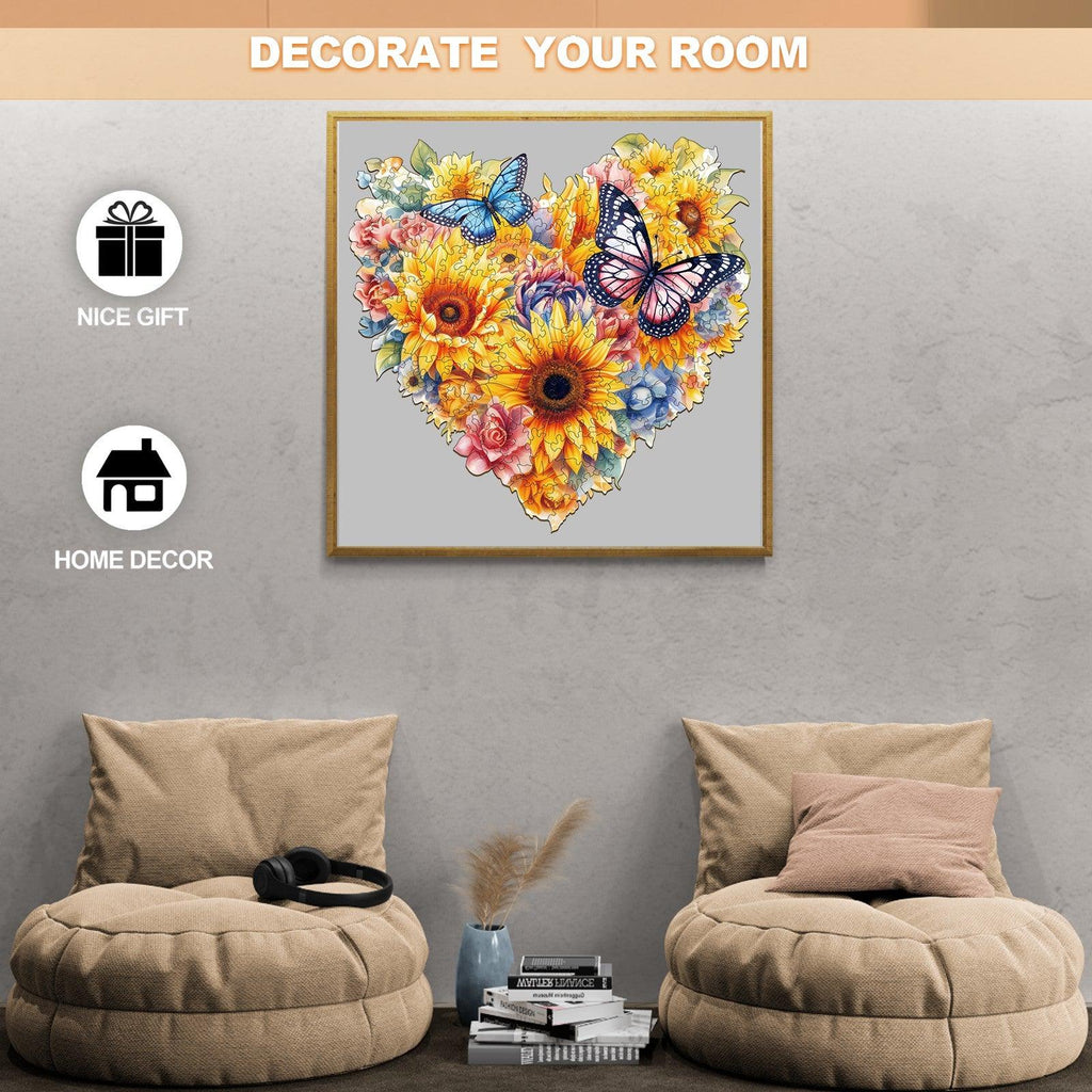 Sunflowers And Butterflies Wooden Jigsaw Puzzle
