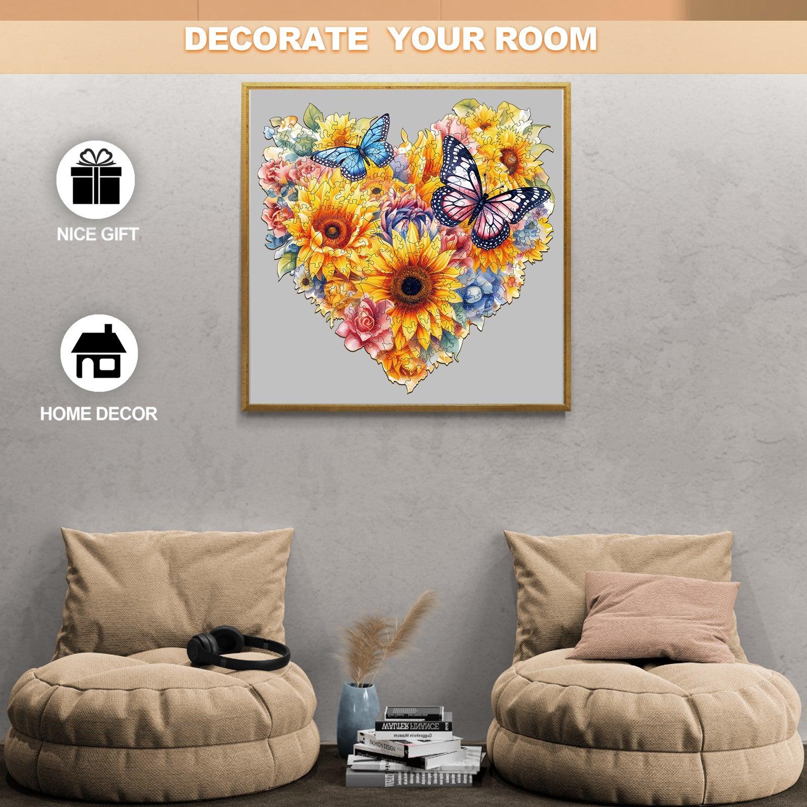 Sunflowers And Butterflies Wooden Jigsaw Puzzle