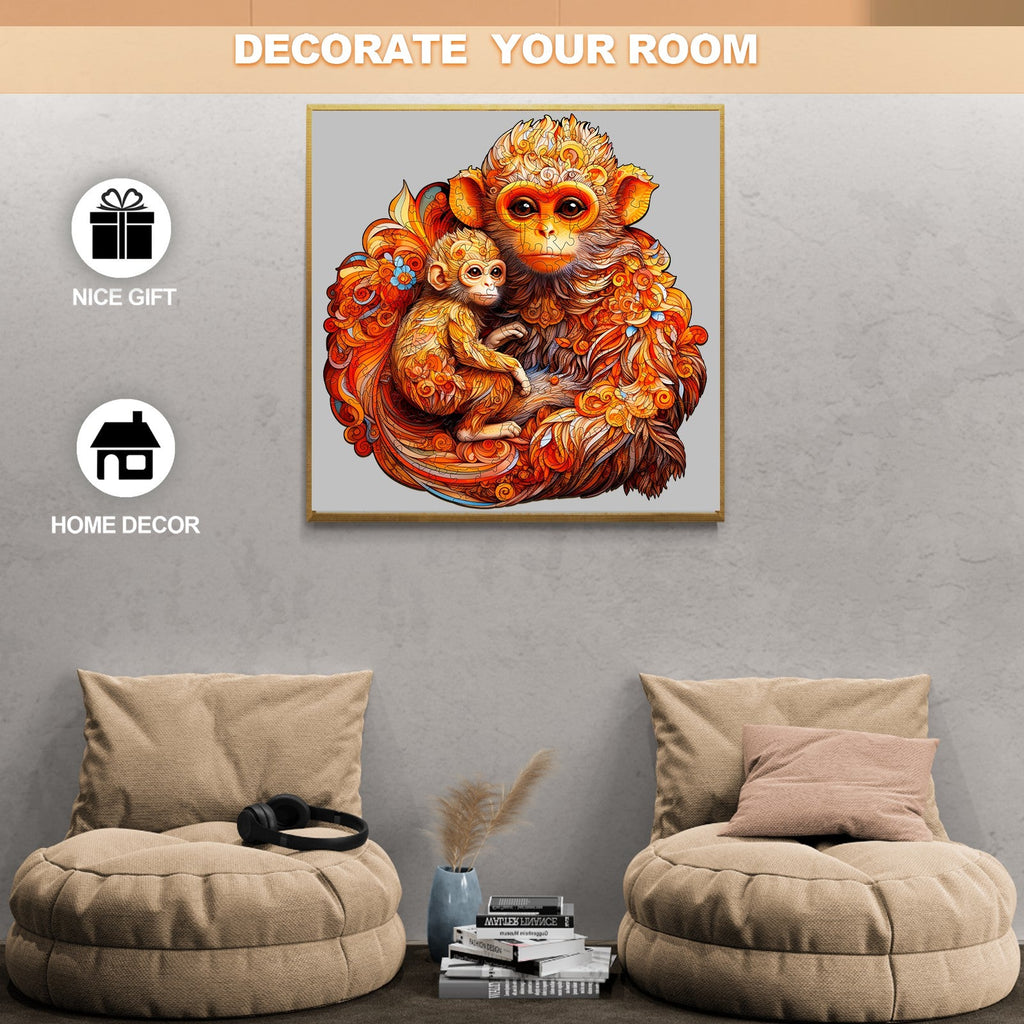 Rhinopithecus Family-2 Wooden Jigsaw Puzzle