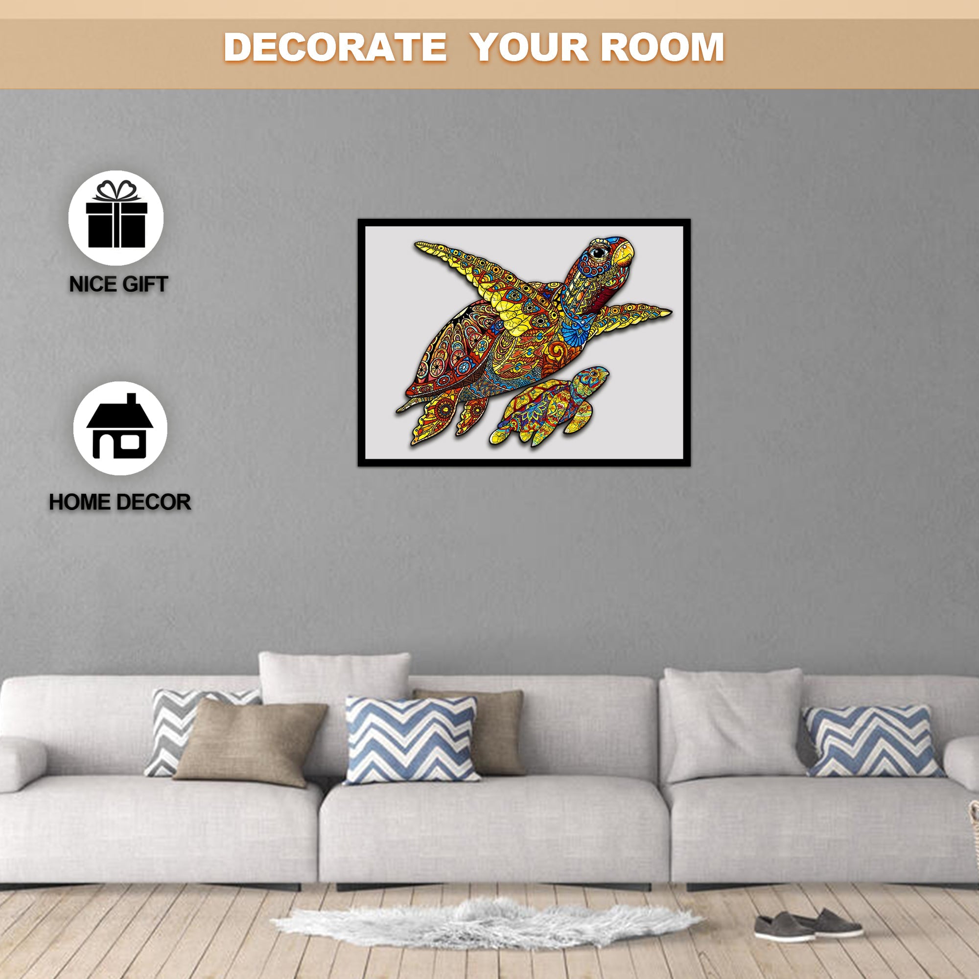 Sea Turtle Mom Wooden Jigsaw Puzzle
