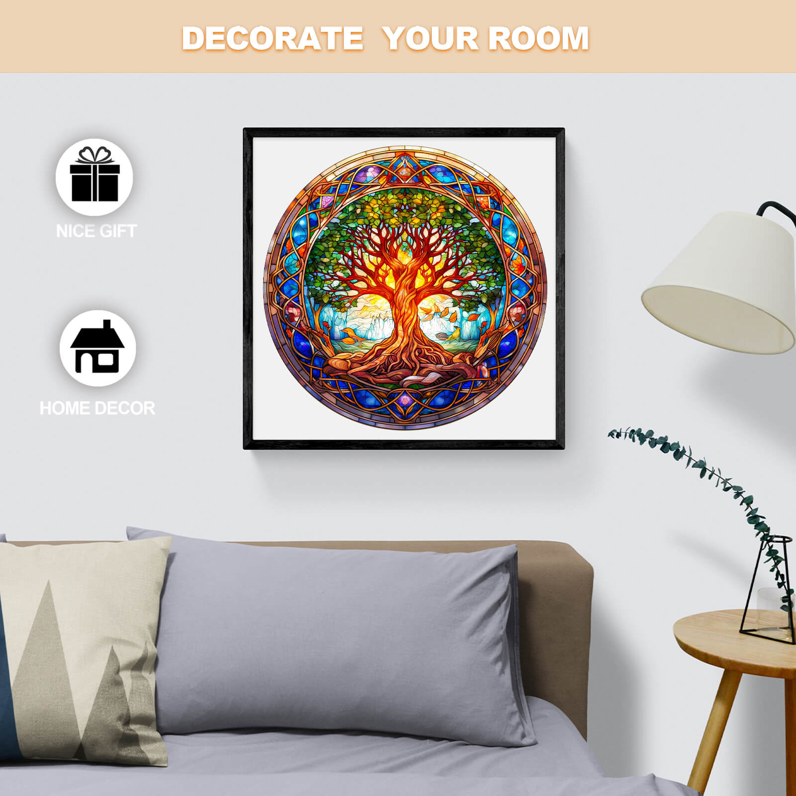 Stained Glass Tree of Life Wooden Jigsaw Puzzle