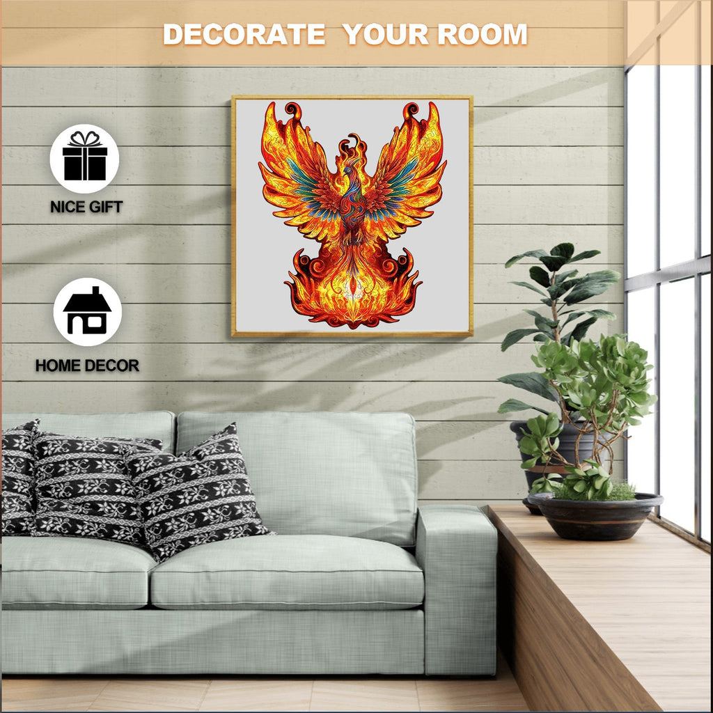 Flame-born Phoenix Wooden Jigsaw Puzzle