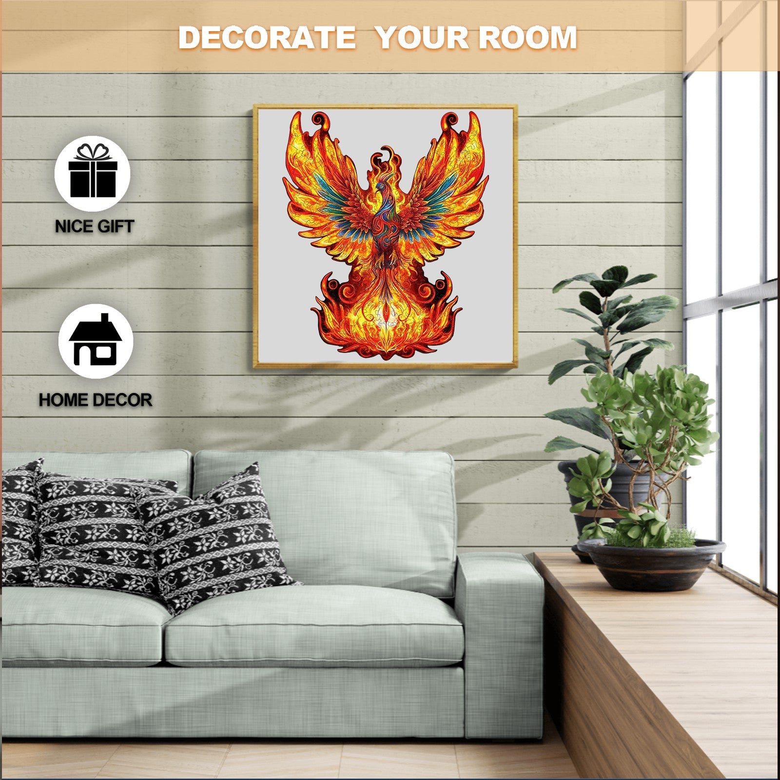 Flame-born Phoenix Wooden Jigsaw Puzzle