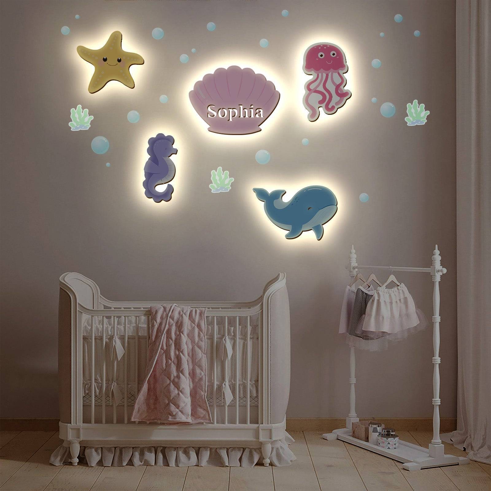 Personalized  Baby's Room Wall Light Marine Theme Set