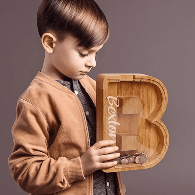 Personalised Wooden Letter Piggy Bank For Kids-Unique Gift