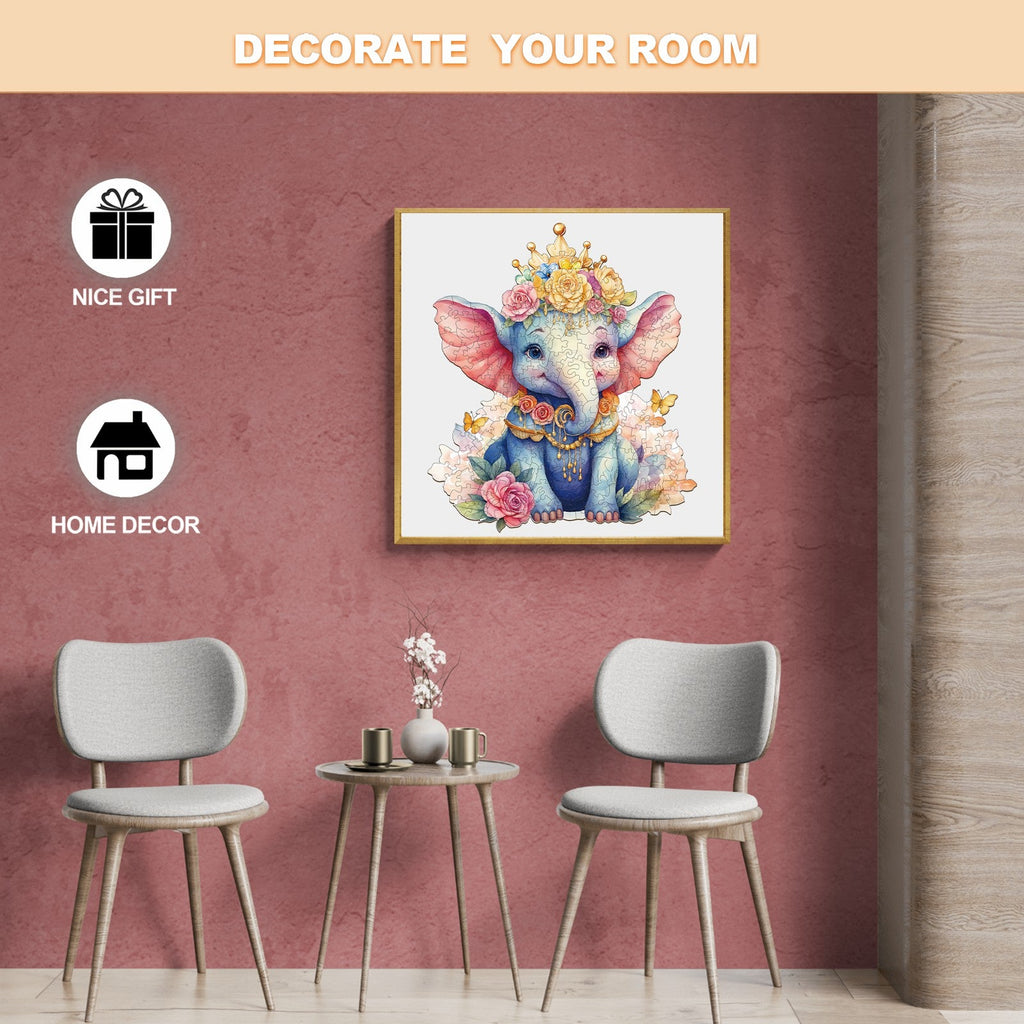 Crowned Elephant Wooden Jigsaw Puzzle