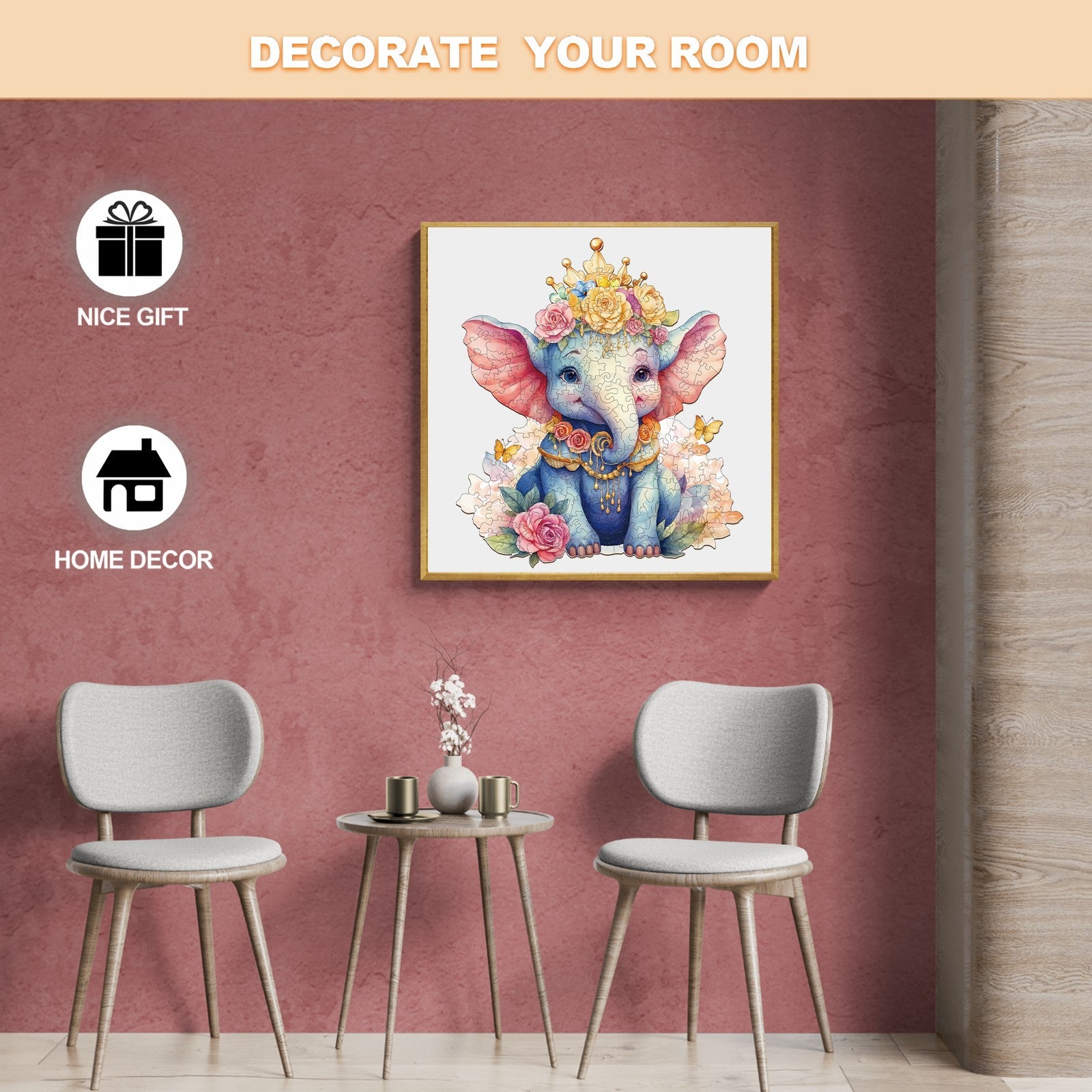 Crowned Elephant Wooden Jigsaw Puzzle