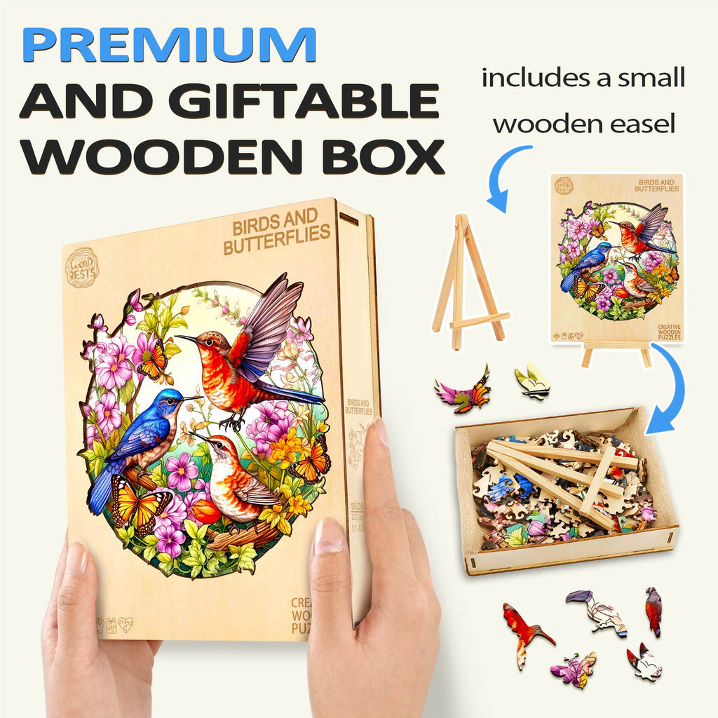 Birds And Butterflies Wooden Jigsaw Puzzle
