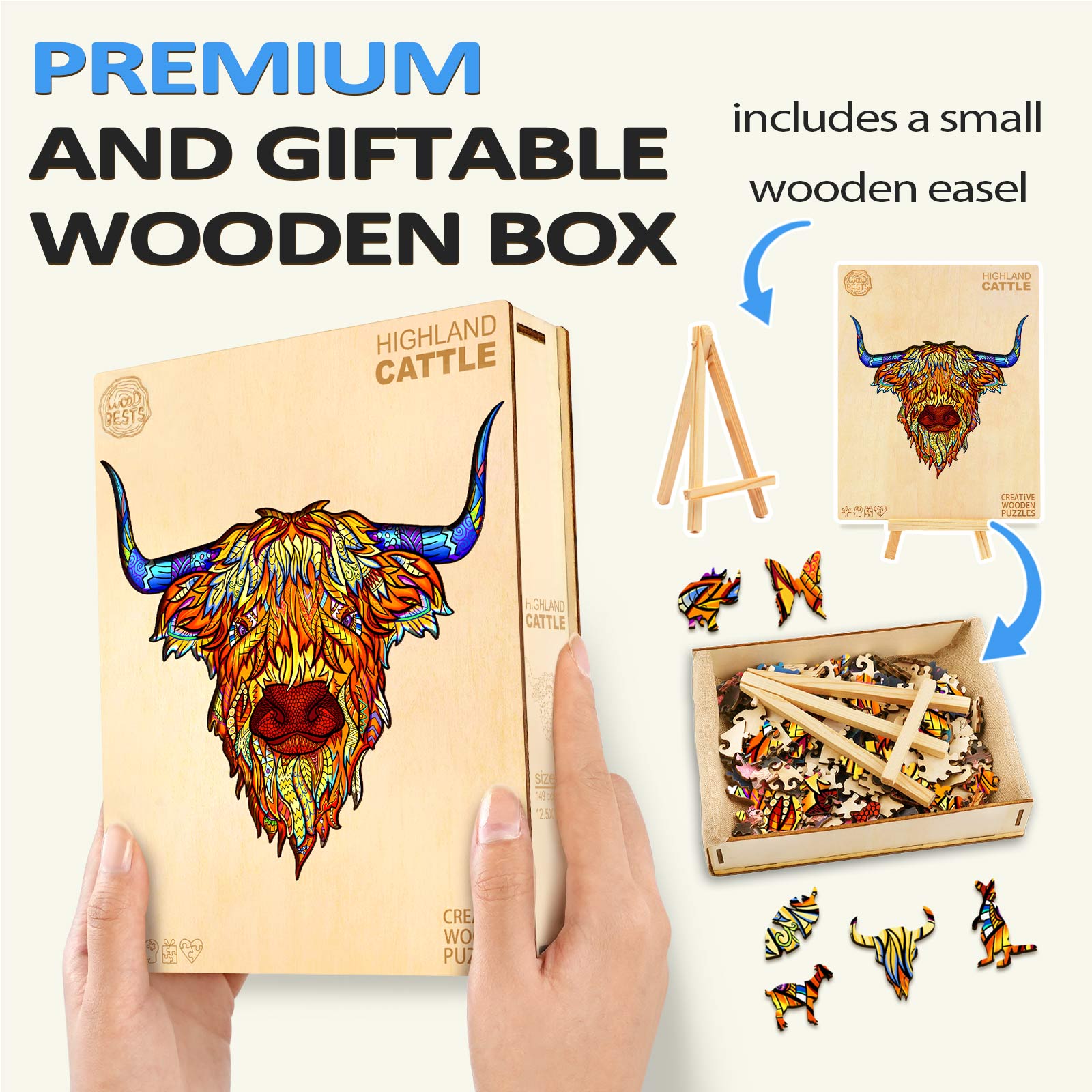 Highland Cattle Wooden Jigsaw Puzzle