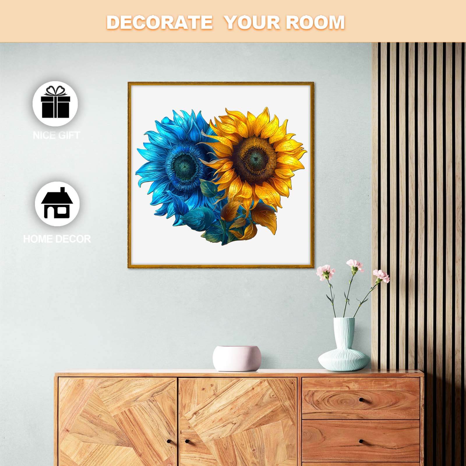 Yin Yang Sunflower Wooden Jigsaw Puzzle