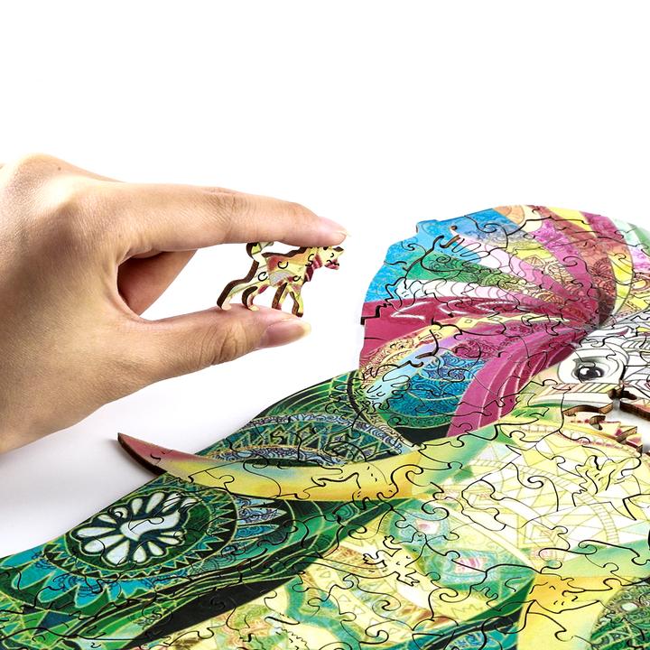 Coloured Elephant Wooden Jigsaw Puzzle