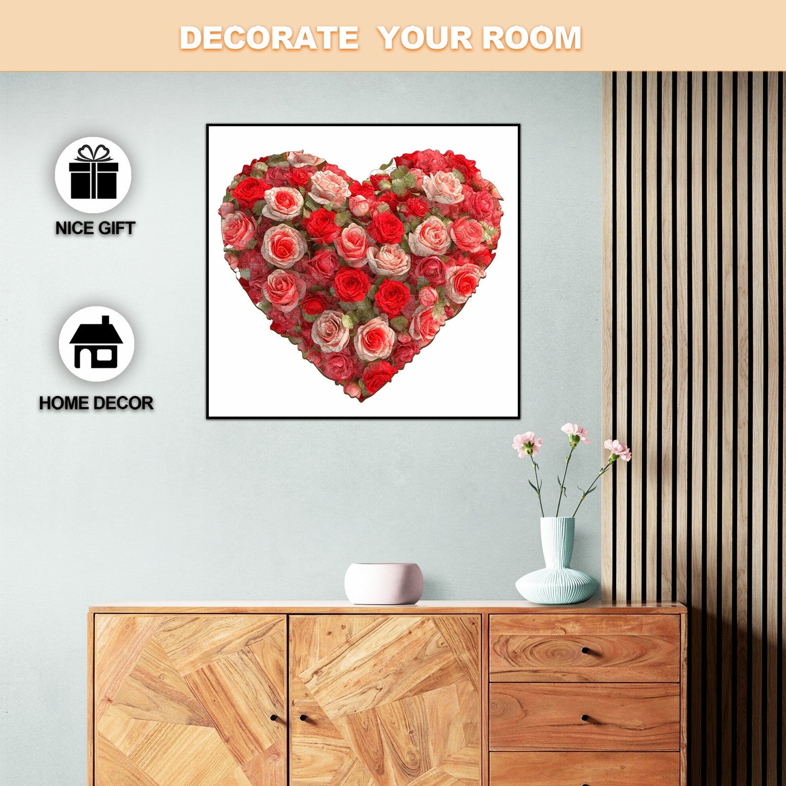 Flower Heart Wooden Jigsaw Puzzle