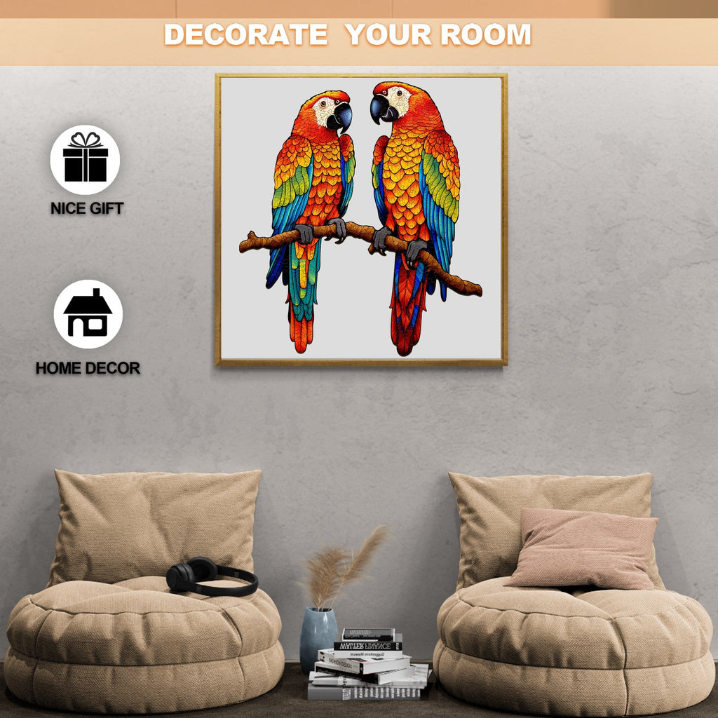 Chatting Parrots Wooden Jigsaw Puzzle