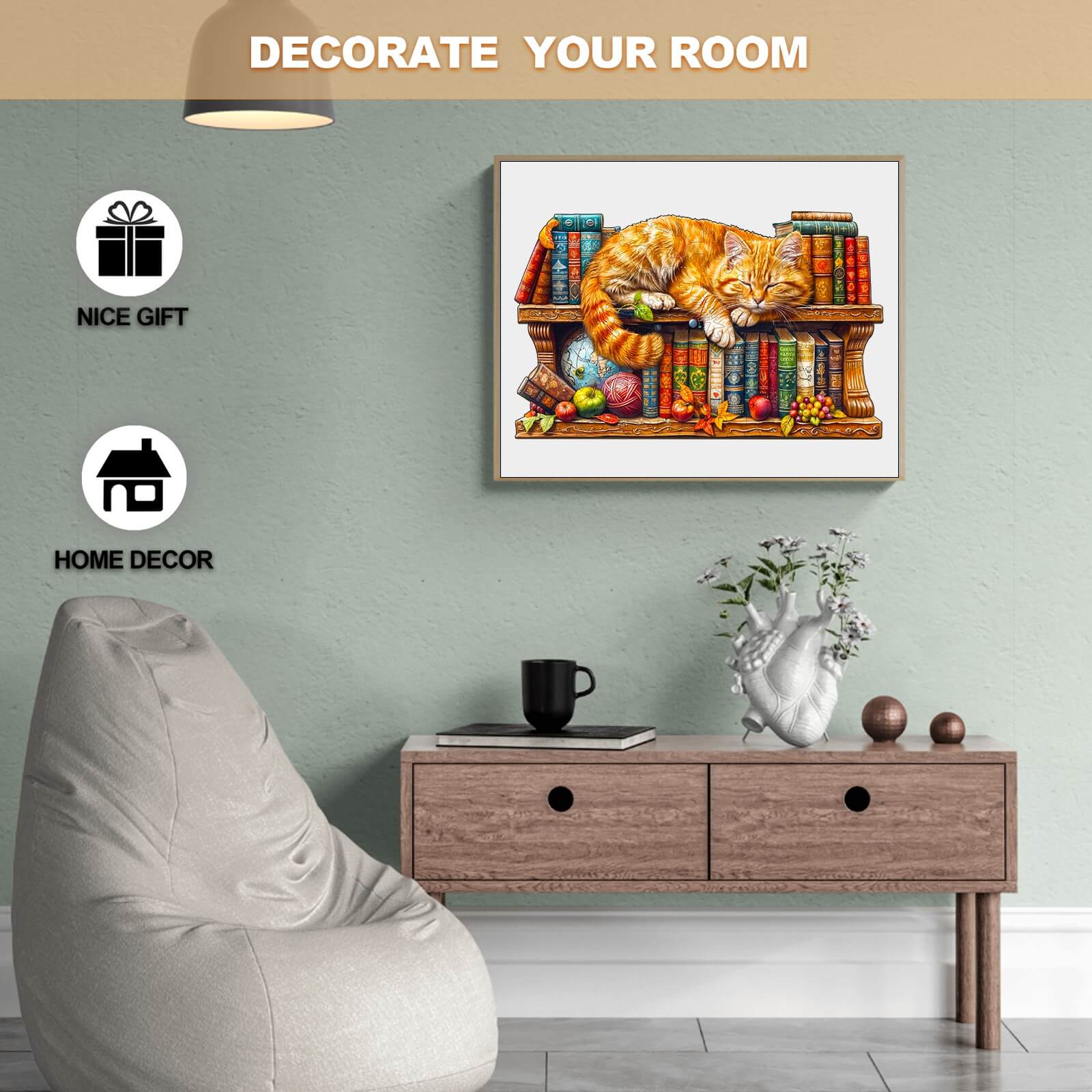 Dreamy Tabby Cat-2 Wooden Jigsaw Puzzle
