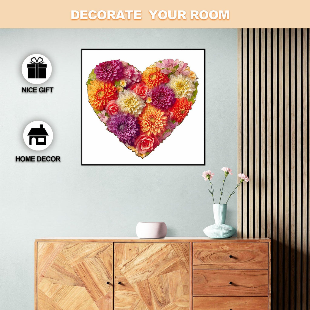 Flower Heart -2 Wooden Jigsaw Puzzle