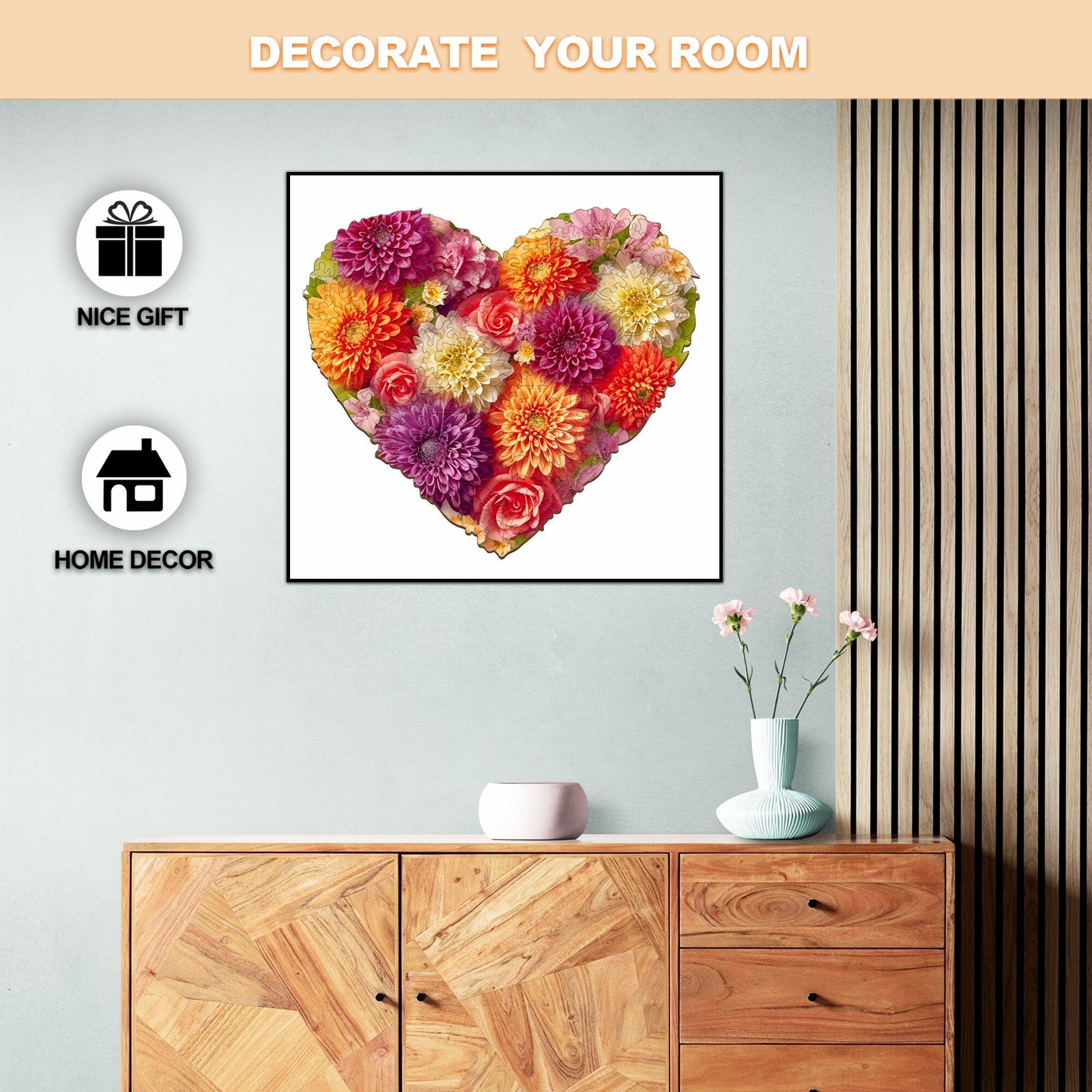 Flower Heart -2 Wooden Jigsaw Puzzle