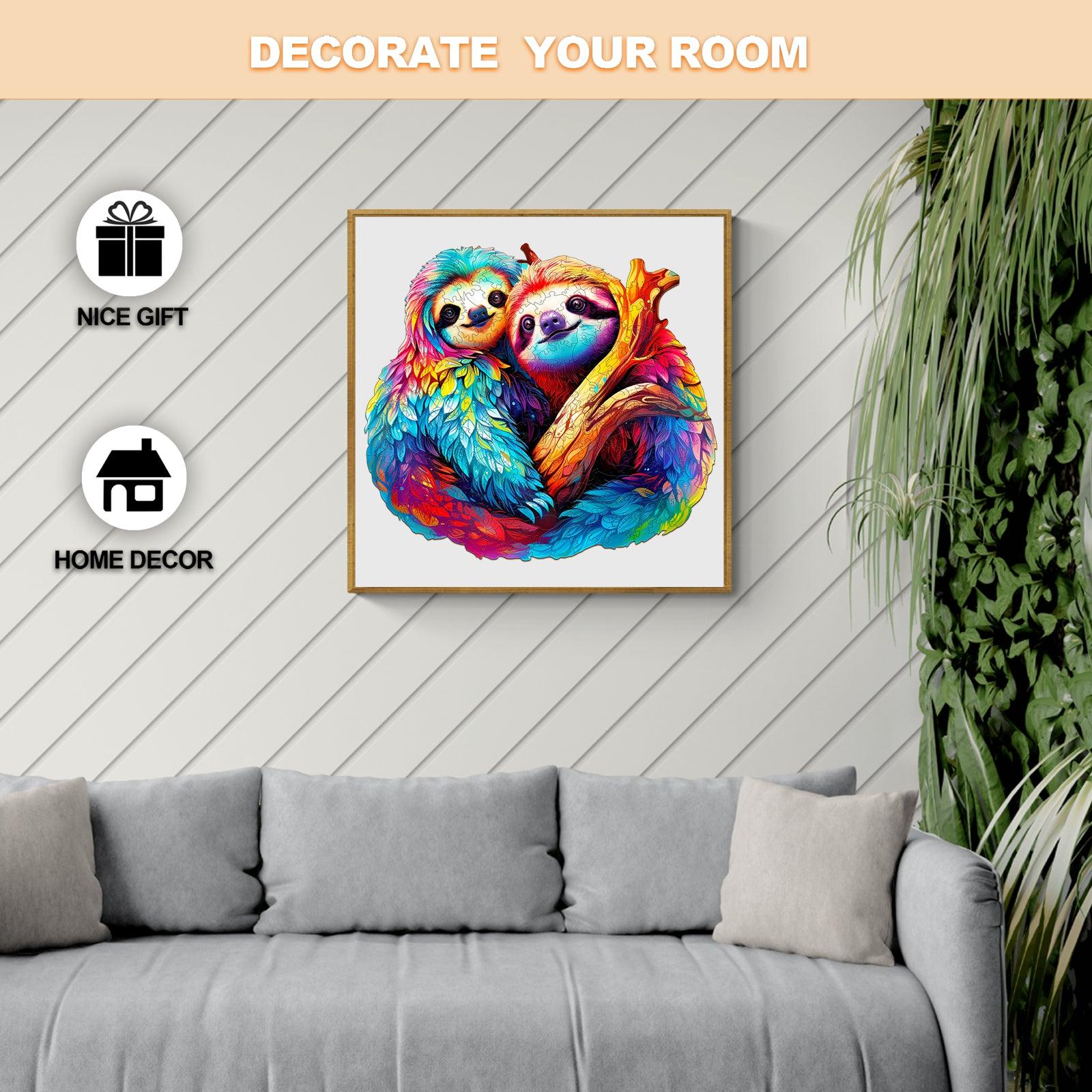 Sloth Couple Wooden Jigsaw Puzzle
