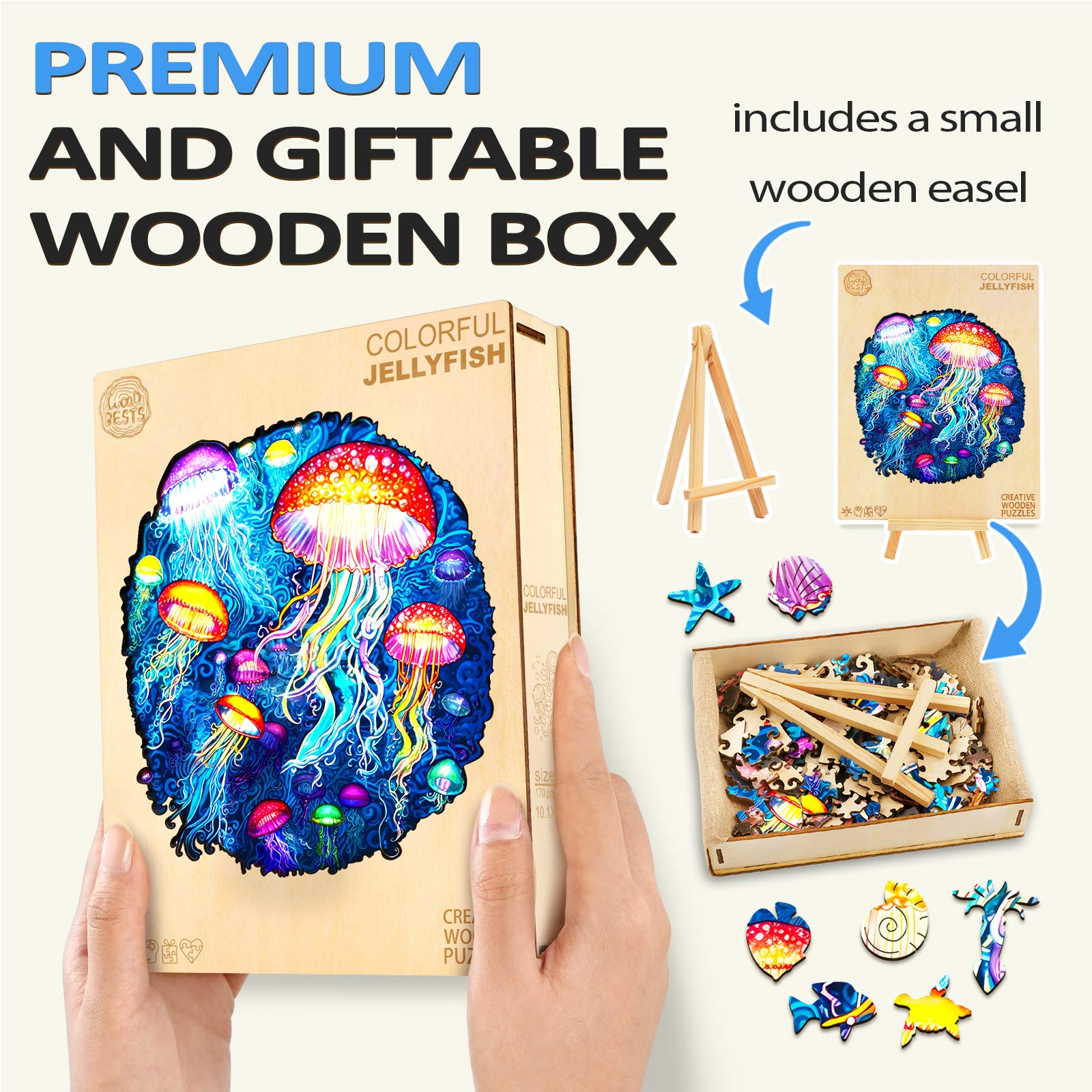 Colorful Jellyfish Wooden Jigsaw Puzzle