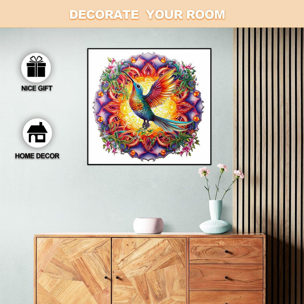 Mandala & Hummingbird 2 Wooden Jigsaw Puzzle