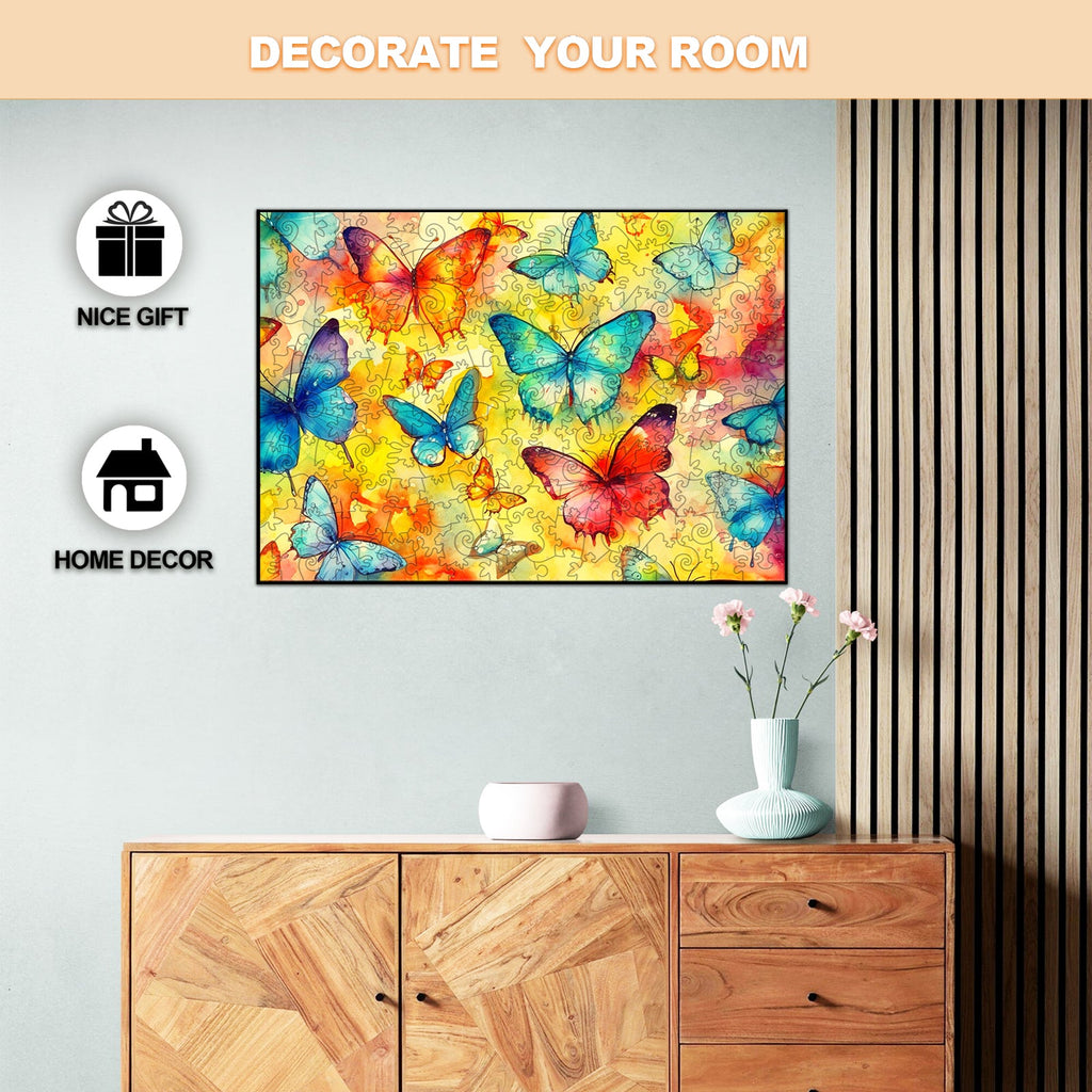 Watercolor Butterflies Wooden Jigsaw Puzzle