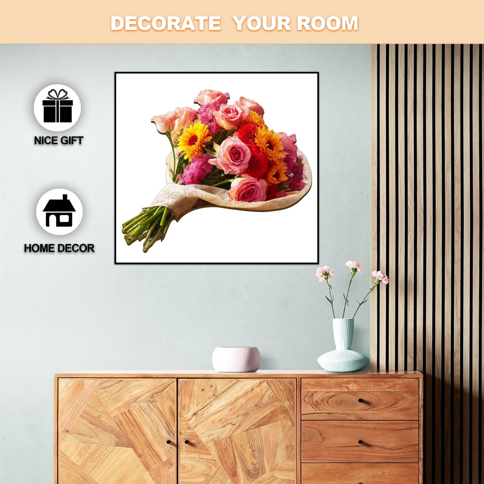 Flowers Bouquet Wooden Jigsaw Puzzle