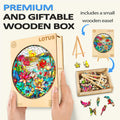 Lotus wooden jigsaw puzzle in a gift box with vibrant colors and a small wooden easel, perfect for mind games.