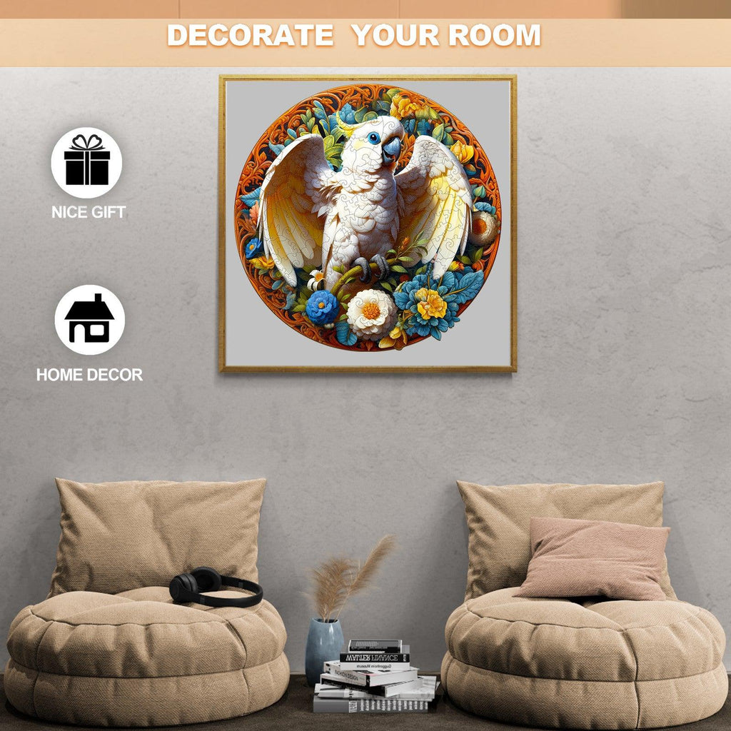 Blue-eyed Cockatoo Wooden Jigsaw Puzzle