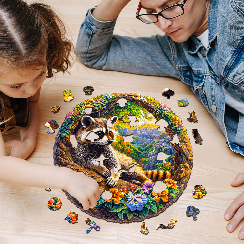 3D Raccoon Bliss Wooden Jigsaw Puzzle