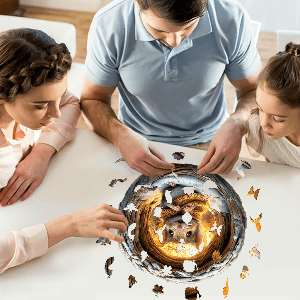 3D Cave Mouse Wooden Jigsaw Puzzle