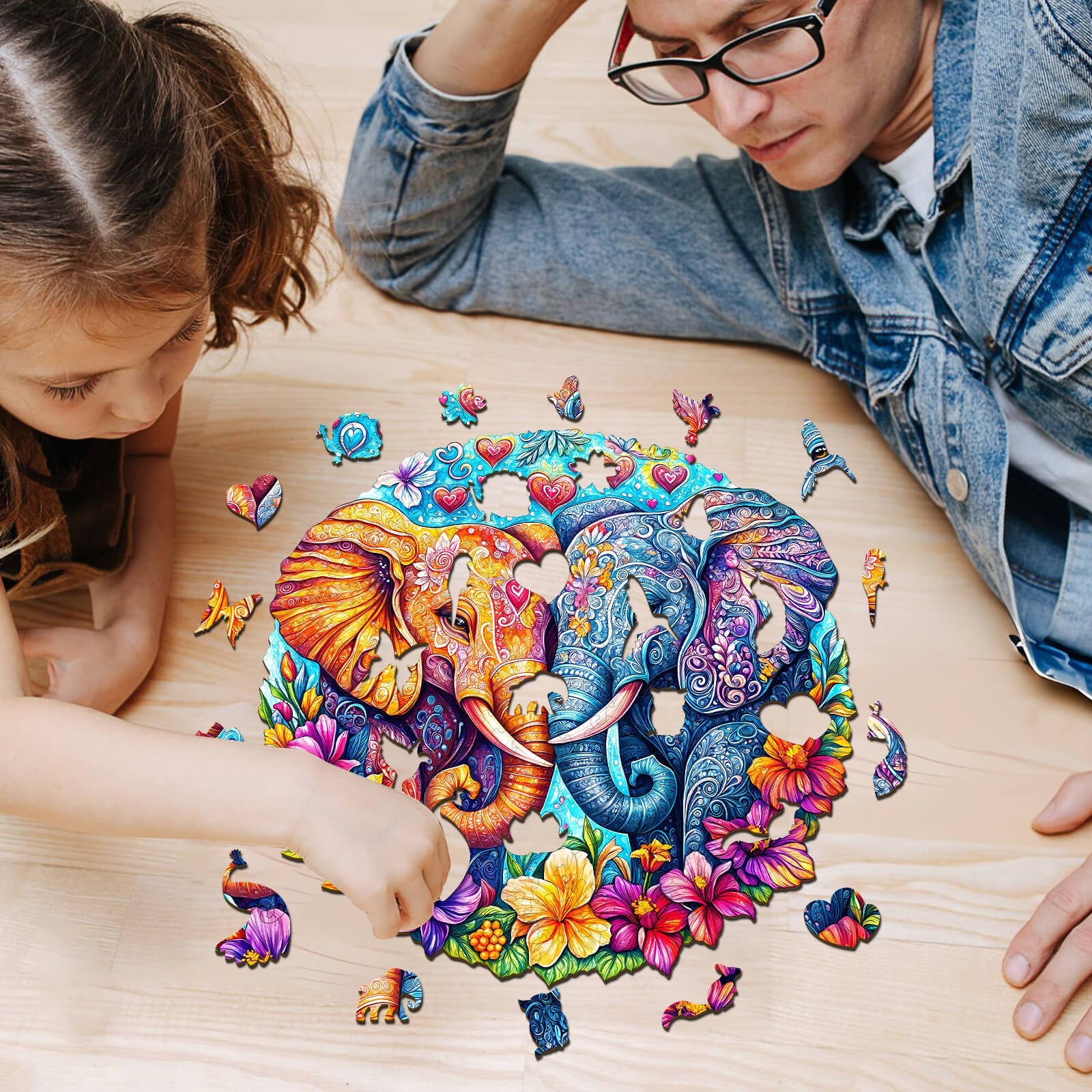 Snuggling Elephant Wooden Jigsaw Puzzle