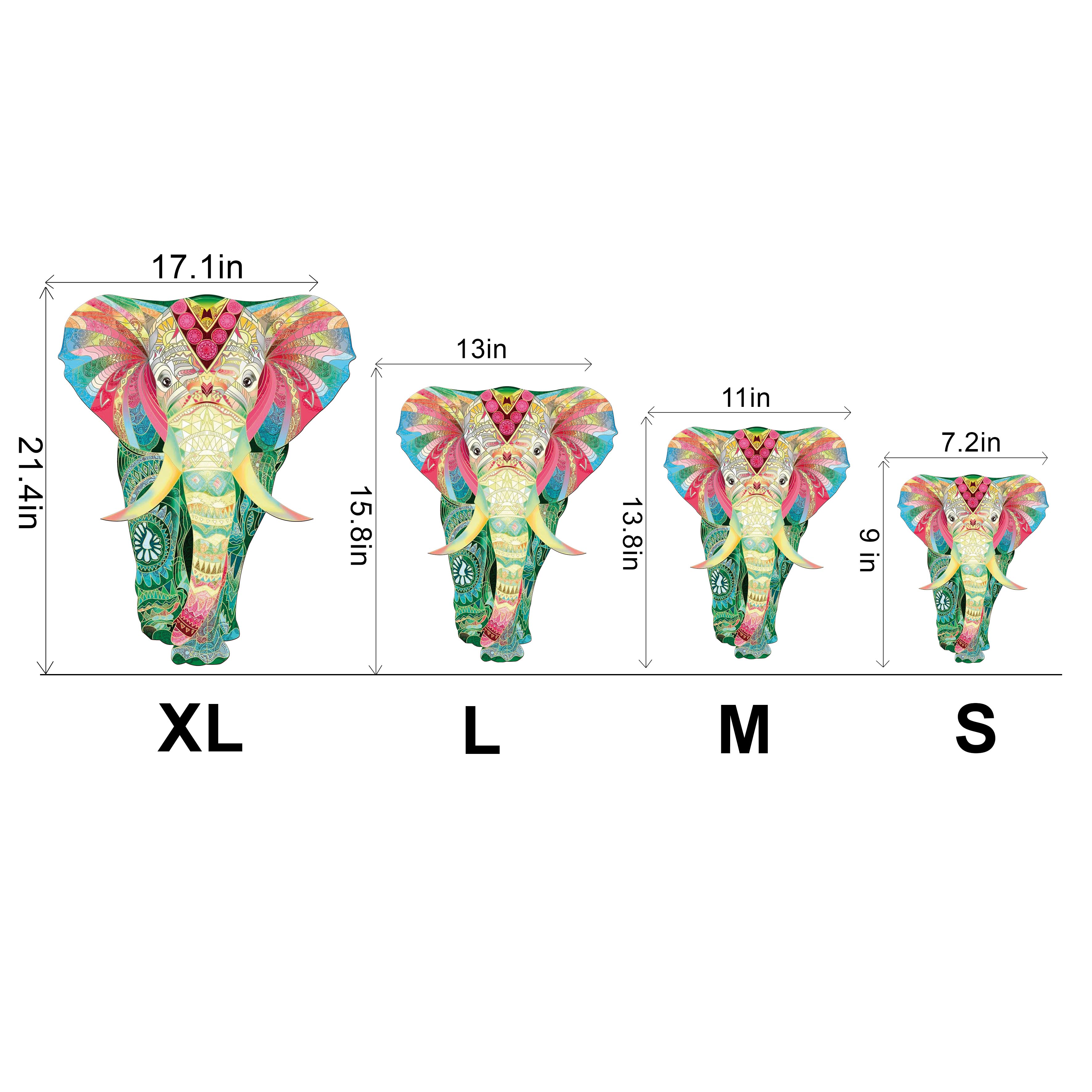 Coloured Elephant Wooden Jigsaw Puzzle