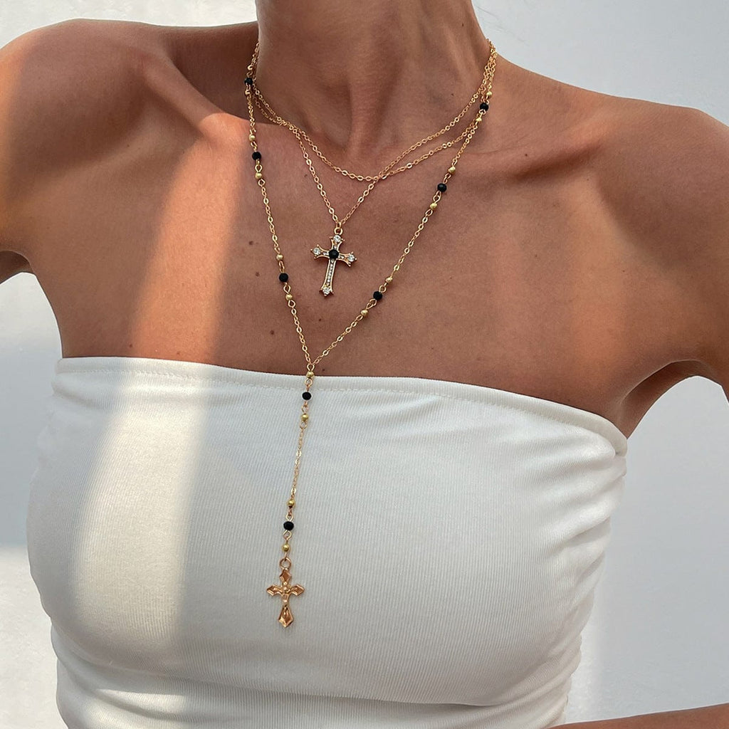 DIAMOND CROSS & COLORS NECKLACE