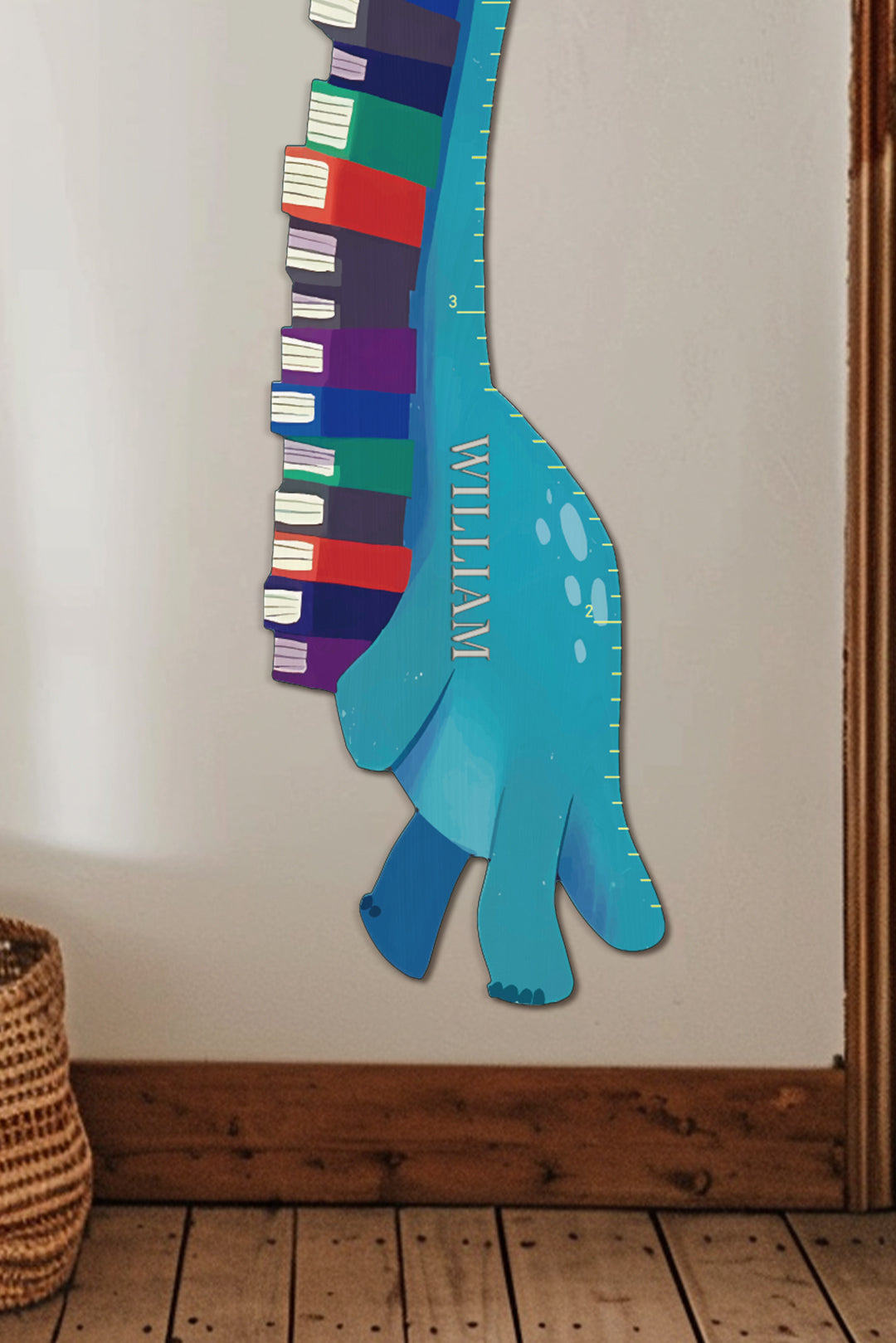 Personalized Wooden Book Dinosaur Growth Chart Ruler