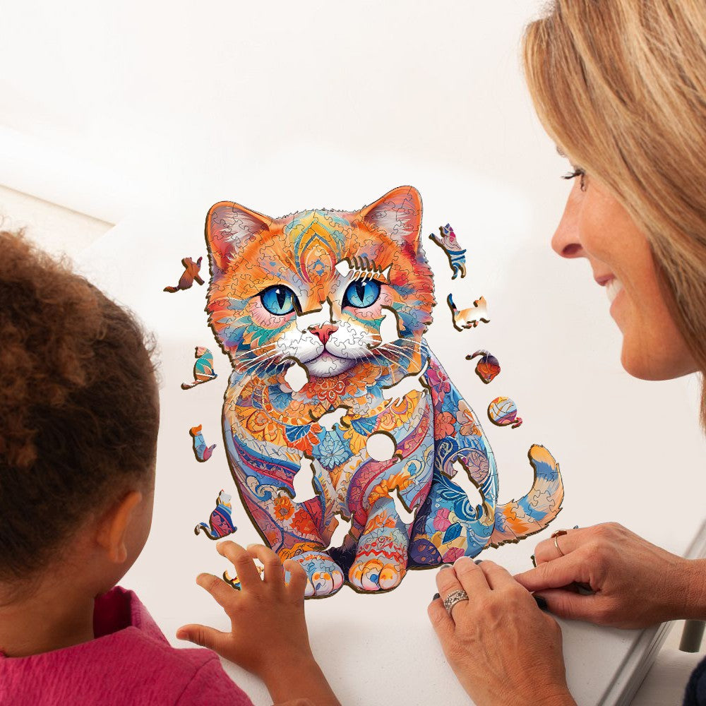 Cute Scottish Cat Wooden Jigsaw Puzzle