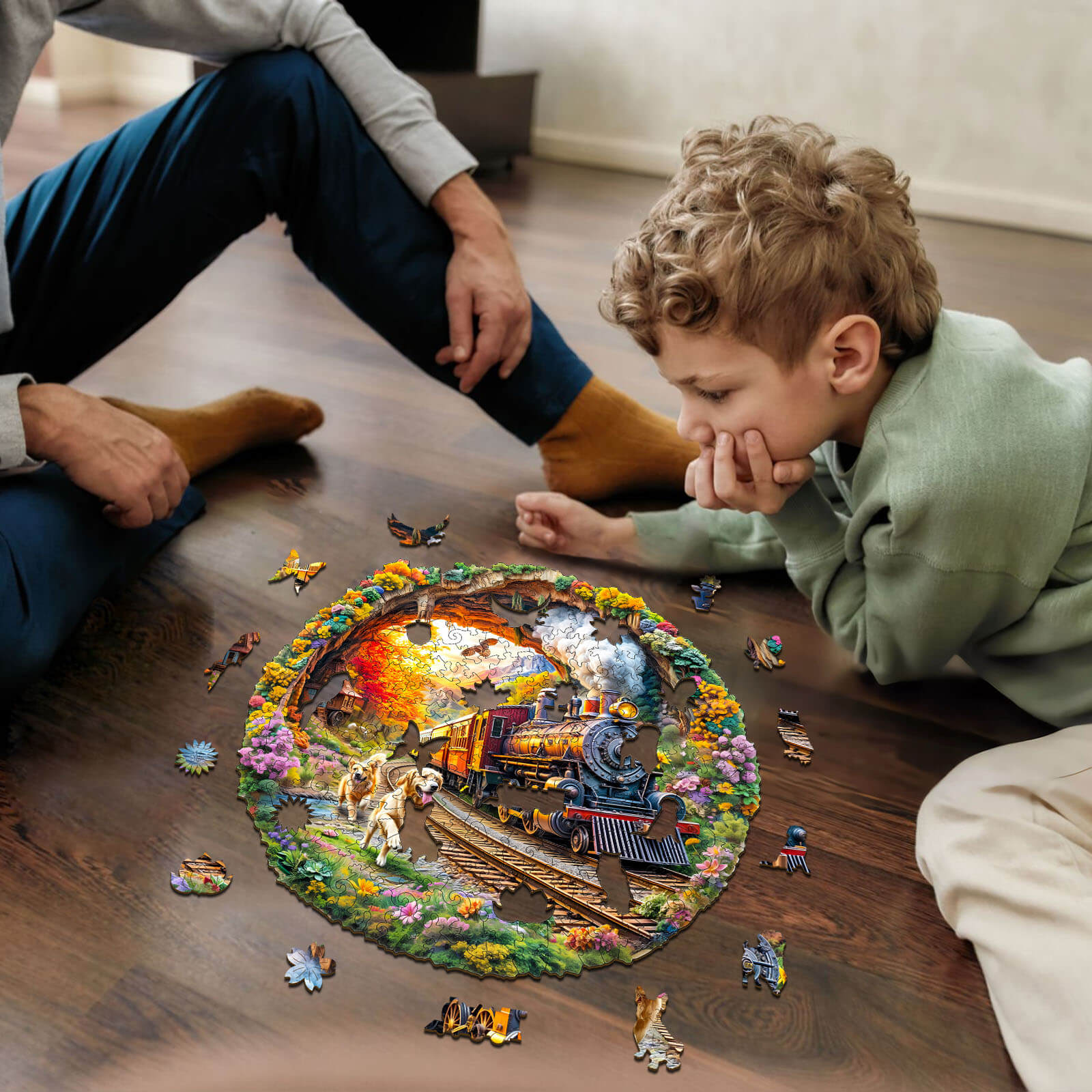3D Racing the Train-2 Wooden Jigsaw Puzzle
